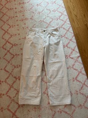 Zara Wide Leg White Jeans